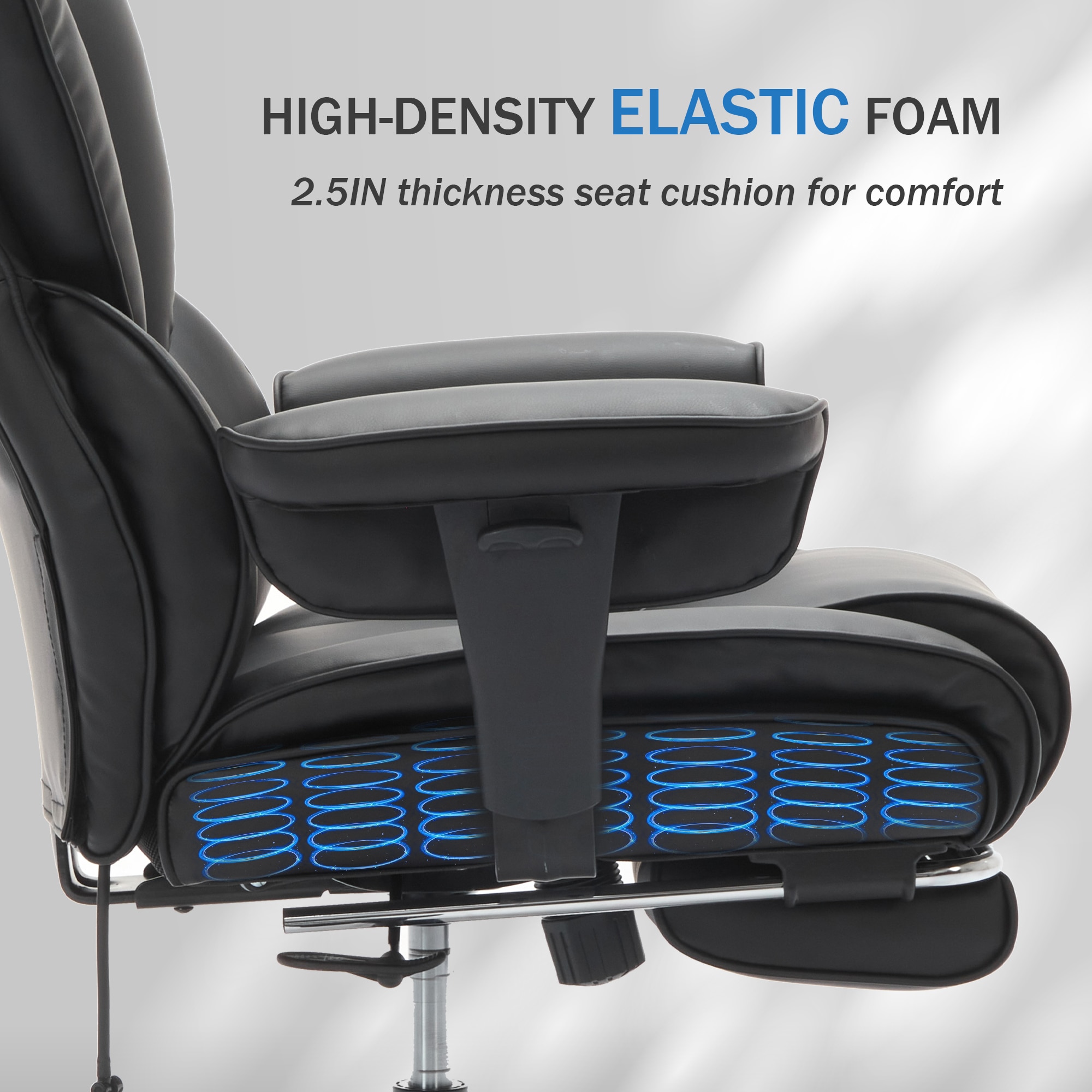 Office Chair With Foot Rest And Waist Lumber Support, Ergonomic Gaming Chair With Adjustable Height Headrest, High-Back Leather Reclining Chair For Home, Black_voghion.com